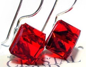 Kryształy Piękny Komplet Red Cube Srebro