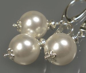 Kryształy piękny komplet SREBRO perły CERTYFIKAT