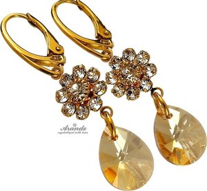 CRYSTALS CRYSTALS EARRINGS GOLDEN FEEL 24K GOLD PLATED SILVER
