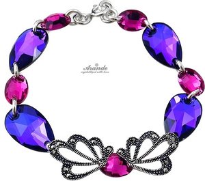 SWAROVSKI SPECIAL bransoletka FUCHSIA NEON ADORE SREBRO