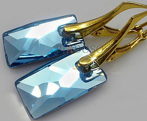 CRYSTALS CRYSTALS *AQUA GOLD* EARRINGS GOLD PLATED STERLING SILVER CERTIFICATE