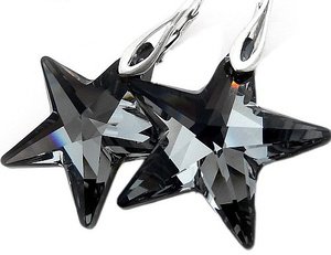CRYSTALS BEAUTIFUL LARGE EARRINGS PENDANT NIGHT STAR STERLING SILVER 925