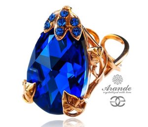 CRYSTALS RING *BLUE COMET SPECIAL* EVERY SIZE ADJUSTABLE ROSE GOLD SILVER