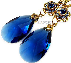 Nowe Kryształy Piękne Kolczyki Blue Feeling Gold