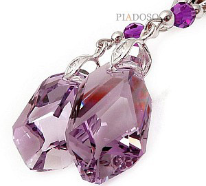 Kryształy Piękne Długie Kolczyki Bueno Amethyst