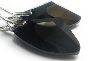 Kryształy Duże Kolczyki Srebro 27mm Jet