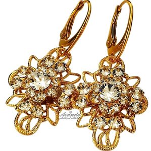 CRYSTALS CRYSTALS *VENUE GOLD* EARRINGS 24K GOLD STERLING SILVER CERETIFICATE