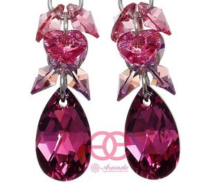 CRYSTALS CRYSTALS EARRINGS *ZODIAC ROSE* STERLING SILVER 925 CERTIFICATE