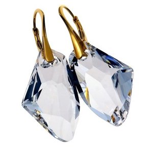 CRYSTALS CRYSTALS *CRYSTAL GALACTIC* UNIQUE EARRINGS 24K GOLD PLATED SILVER