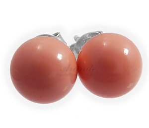 EARRINGS CRYSTALS PEARLS *PINK ORAL* BEAUTIFUL STERLING SILVER HANDMADE