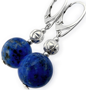 Lapis Lazuli Piękne Kolczyki Srebro