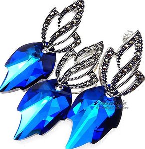 SWAROVSKI UNIKAT komplet BLUE LEAF ADMIRE SREBRO