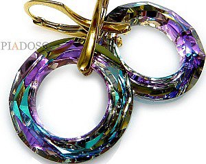CRYSTALS CRYSTALS *VITRAIL RING* EARRINGS GOLD PLATED STERLING SILVER 925