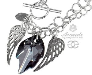 CRYSTALS BEAUTIFUL NECKLACE NIGHT ANGEL WING STERLING SILVER 925