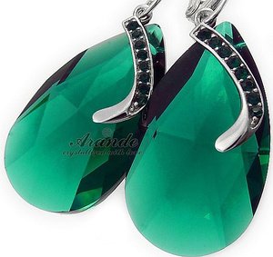 Kryształy Duże Kolczyki Emerald Senti Srebro