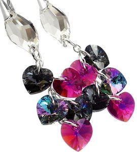 CRYSTALS CRYSTALS *VIOLET HEART* EARRINGS STERLING SILVER 925 CERTIFICATE