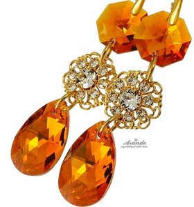 Nowe Kryształy Piękne Kolczyki Topaz Feel Gold
