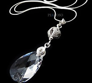 Piękny Naszyjnik Kryształy Crystal Fantasia Srebro