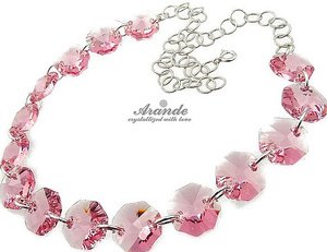 LIGHT ROSE NECKLACE CRYSTALS CRYSTALS SILVER