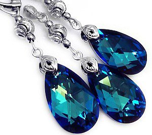 Kryształy Komplet Blue Fantasia Srebro
