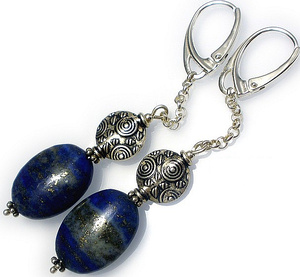 Piękne Kolczyki Naturalny Lapis Lazuli Srebro