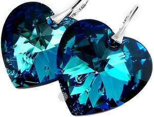 Kryształy Piękny Duży Komplet 28mm Bermuda Srebro