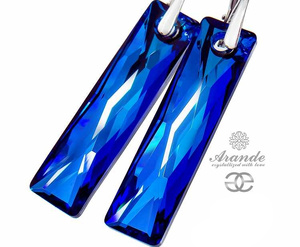Kryształy Piękne Kolczyki  Bermuda Blue Queen Srebro