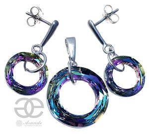 CRYSTALS EARRINGS PENDANT VITRAIL RING STERLING SILVER 925