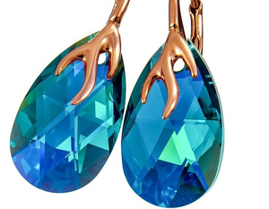 Nowe Kryształy Ozdobne Kolczyki Blue Zircon Różowe Złoto Srebro