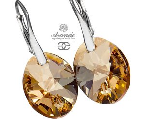 NEWEST CRYSTALS BEAUTIFUL EARRINGS XILION GOLDEN SHADOW STERLING SILVER