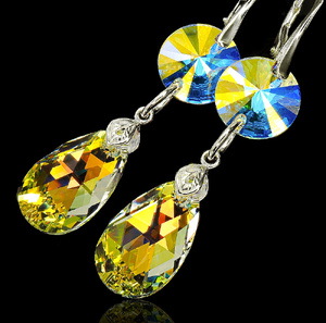 Kryształy Piękne Kolczyki Aurora Crystal Srebro