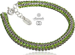 CRYSTALS BEAUTIFUL BRACELET PERIDOT CRYSTALLIZED STERLING SILVER