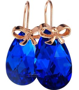 CRYSTALS BLUE COMET EARRINGS ROSE GOLD SILVER 925 CERTIFICATE