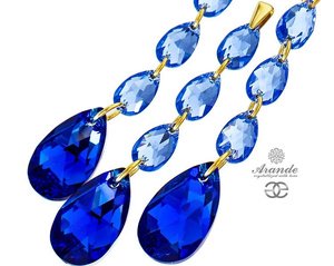 Kryształy PIĘKNY DŁUGI KOMPLET BLUE COMET GLOSS GOLD ZŁOTE SREBRO