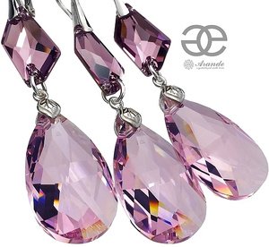 SWAROVSKI kolczyki wisiorek komplet FIOLETOWE