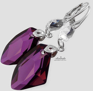 CRYSTALS LONG EARRINGS *LILA BLUES* STERLING SILVER