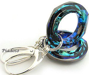 SWAROVSKI piękne kolczyki pierścienie BLUE