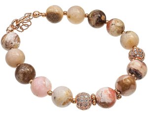 Naturalny Opal Różowy Bransoletka Różowe Złoto Srebro