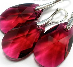 Kryształy KOMPLET RUBY KOLORY SREBRO