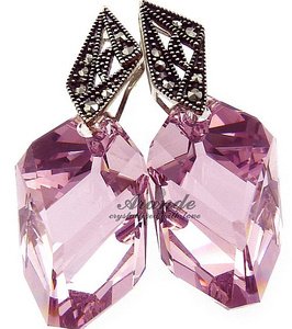 SWAROVSKI UNIKAT kolczyki AMETHYST ARTE SREBRO