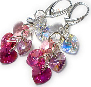 CRYSTALS CRYSTALS HEART MIX EARRINGS STERLING SILVER CERTIFICATE