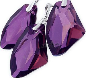 CRYSTALS EARRINGS PENDANT GALACTIC LILA STERLING SILVER 925