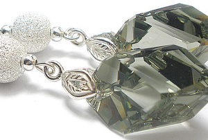 Kryształy Piękne Długie Srebrne Kolczyki Crystal