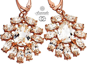 Kryształy Przepiękne Kolczyki Crystal Azure Rose Gold