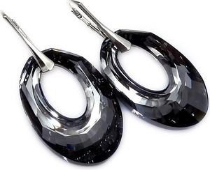 Kryształy Nowe Duże Kolczyki Silver Helios