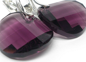 Kryształy Kolczyki Srebro Amethyst Certyfikat