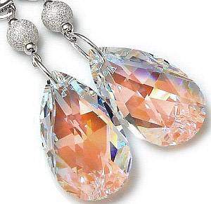 Kryształy Piękne Srebrne Kolczyki Aurora Diamond