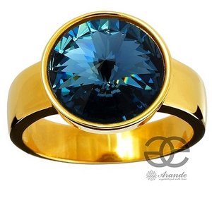 Kryształy Pierścionek Denim Blue Złote Srebro