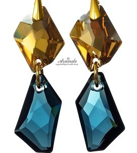 EARRINGS CRYSTALS CRYSTALS *MONTANA GOLD* 24K GP STERLING SILVER