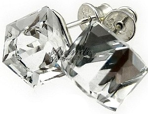 CRYSTALS EARRINGS PENDANT CRYSTAL CUBE STERLING SILVER 925